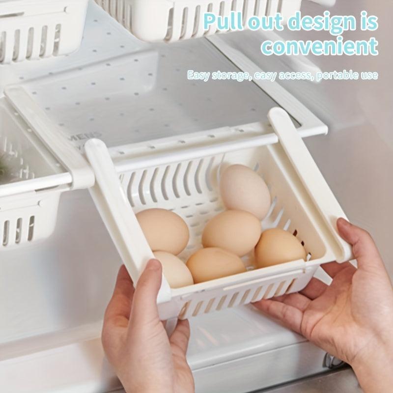 1pc Refrigerator Telescopic Storage Basket Drawer Storage Rack