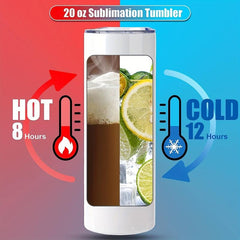 20oz Sublimation Tumbler Skinny Stainless Steel Heat Press Blank Cup