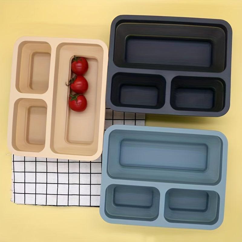 Collapsible Silicone 3-grid Lunch Box - Leakproof Bento Box
