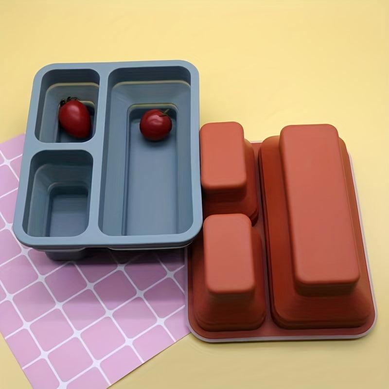 Collapsible Silicone 3-grid Lunch Box - Leakproof Bento Box