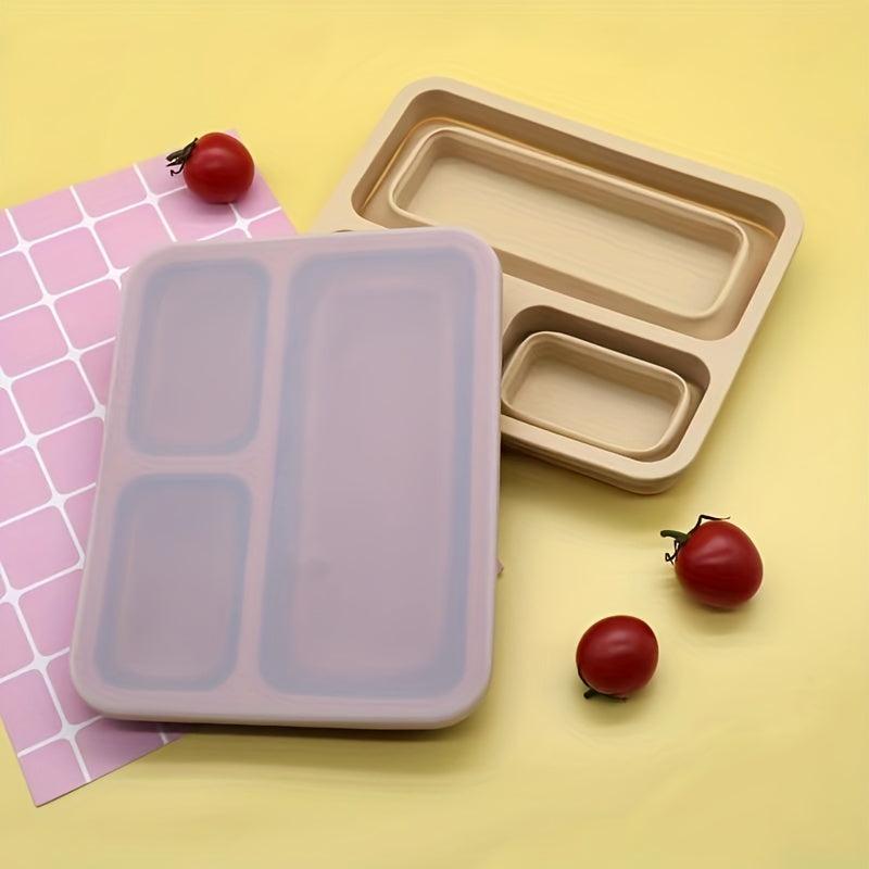 Collapsible Silicone 3-grid Lunch Box - Leakproof Bento Box