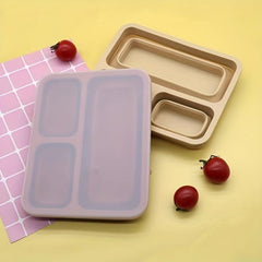 Collapsible Silicone 3-grid Lunch Box - Leakproof Bento Box