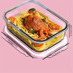 Grided Glass Lunch Box With Lid Microwave Safe Bento Box