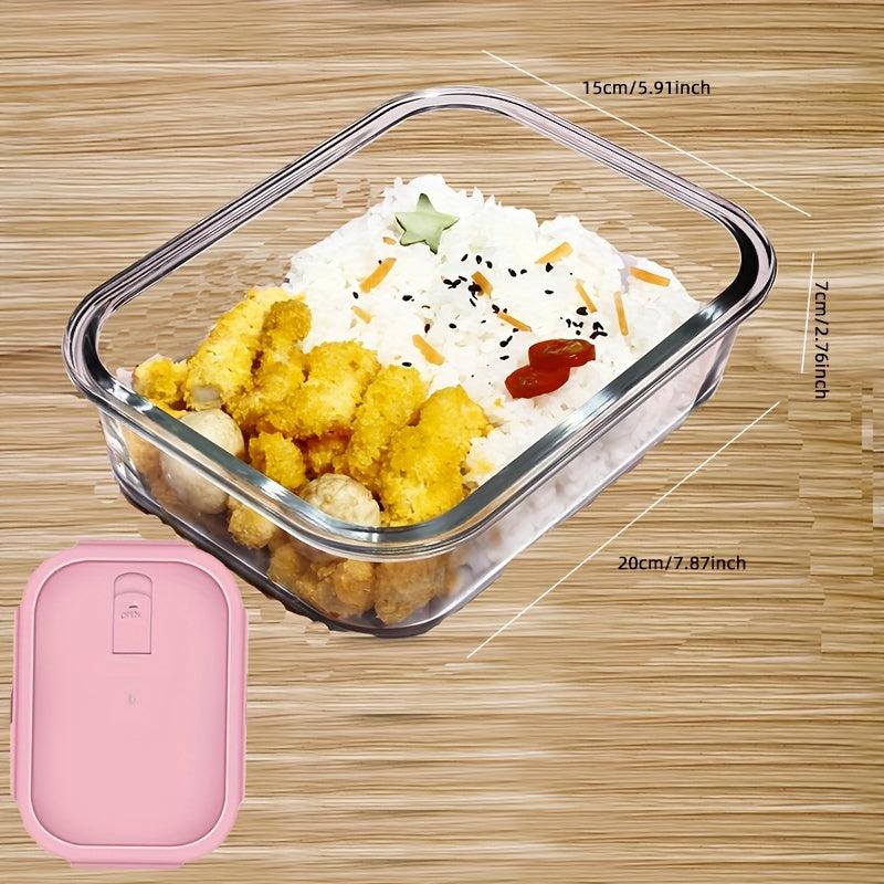 Grided Glass Lunch Box With Lid Microwave Safe Bento Box