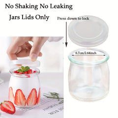 30-60 Oui Yogurt Jar Lids Clear Plastic for Glass Jars Containers
