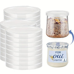 30-60 Oui Yogurt Jar Lids Clear Plastic for Glass Jars Containers