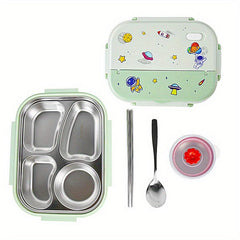 Stainless Steel Insulated Lunch Box with Cutlery Soup Bowl Airtight Crisper