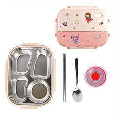 Stainless Steel Insulated Lunch Box with Cutlery Soup Bowl Airtight Crisper