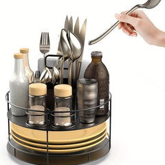 Condiment Utensils Silverware Box Lazy Susan Napkin Plate Cutlery Storage