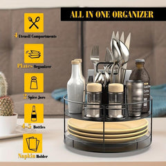 Condiment Utensils Silverware Box Lazy Susan Napkin Plate Cutlery Storage