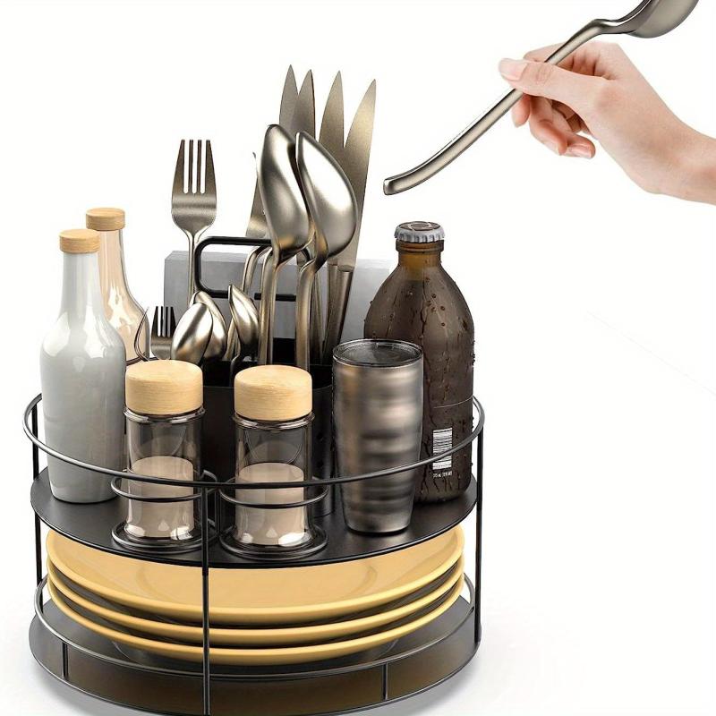 Condiment Utensils Silverware Box Lazy Susan Napkin Plate Cutlery Storage