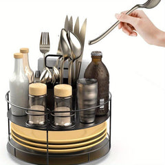 Condiment Utensils Silverware Box Lazy Susan Napkin Plate Cutlery Storage