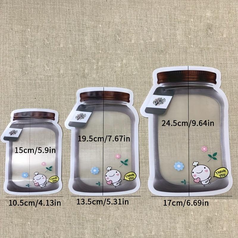 3pc Leakproof Mason Jar Zipper Snack Bags Reusable Storage Pouches