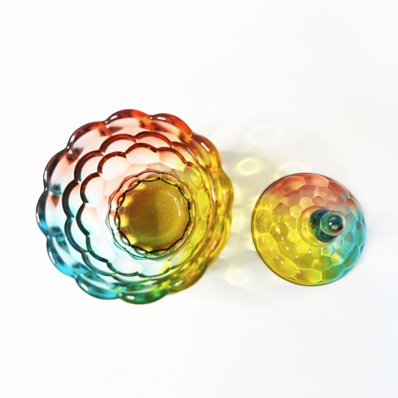 Modern Colored Crystal Glass Candy Jar with Lid