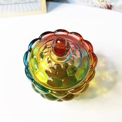 Modern Colored Crystal Glass Candy Jar with Lid