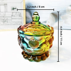 Modern Colored Crystal Glass Candy Jar with Lid