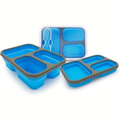 1pc Folding Bento Box Unisex with Fork and Lid BPA Collapsible Leakproof Contain