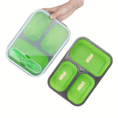 1pc Folding Bento Box Unisex with Fork and Lid BPA Collapsible Leakproof Contain