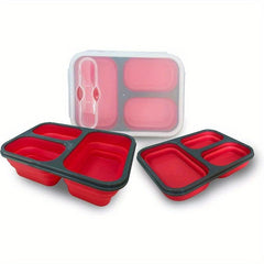 1pc Folding Bento Box Unisex with Fork and Lid BPA Collapsible Leakproof Contain