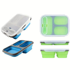 1pc Folding Bento Box Unisex with Fork and Lid BPA Collapsible Leakproof Contain