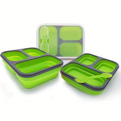 1pc Folding Bento Box Unisex with Fork and Lid BPA Collapsible Leakproof Contain