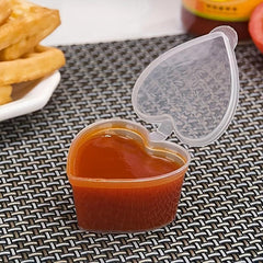 50pcs 45ml Disposable Sauce Box Round Heart-shaped PP Kitchen Supplies