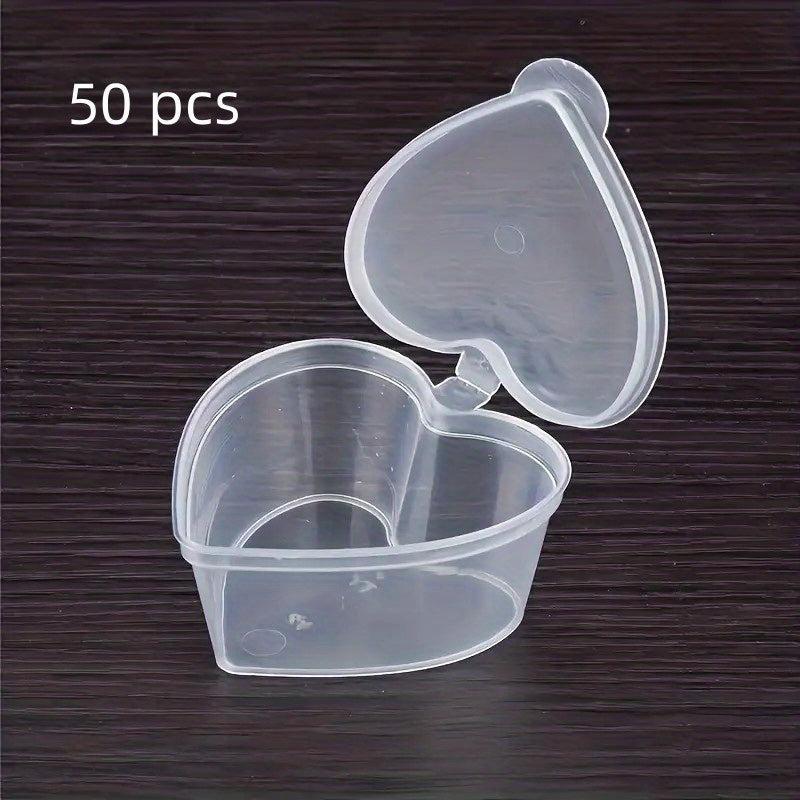50pcs 45ml Disposable Sauce Box Round Heart-shaped PP Kitchen Supplies