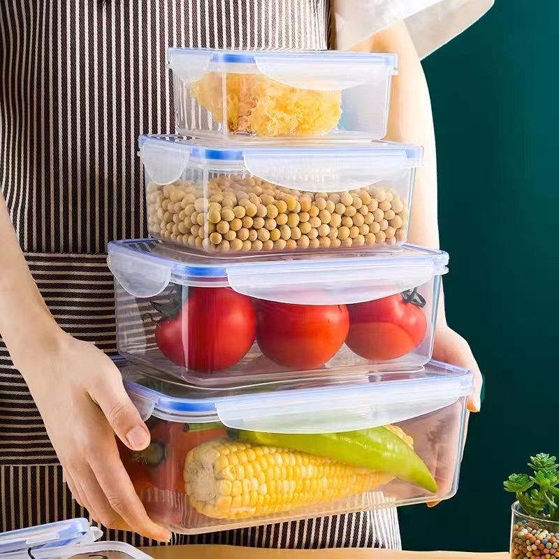 Airtight Plastic Storage Box Clear Refrigerator Microwave Heating Lunch Box