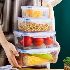 Airtight Plastic Storage Box Clear Refrigerator Microwave Heating Lunch Box
