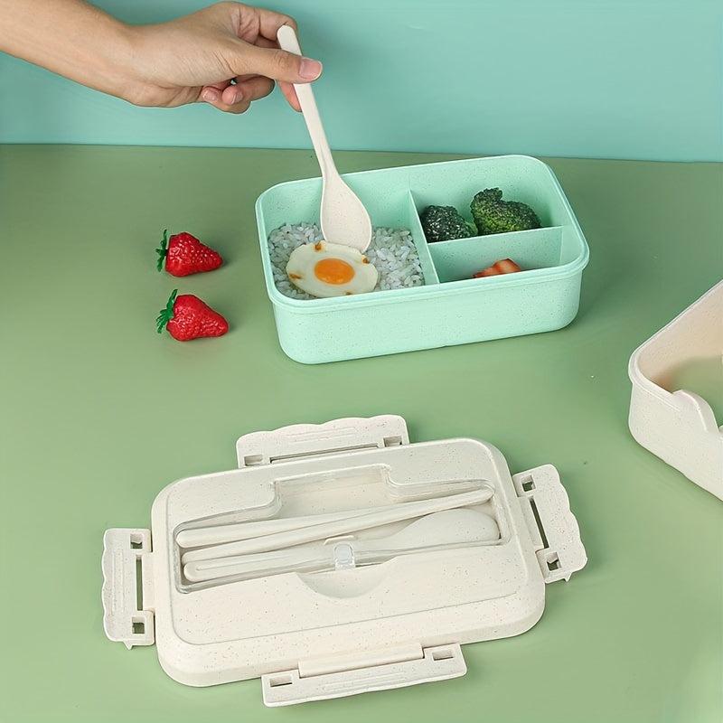 Plastic Lunch Box With Tableware Outdoor Sealed Fresh keeping Box