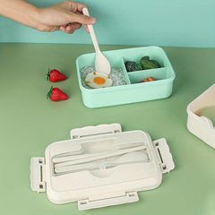 Plastic Lunch Box With Tableware Outdoor Sealed Fresh keeping Box
