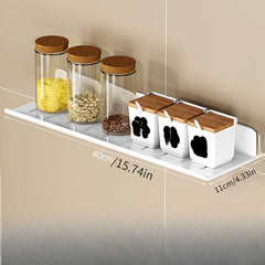1pc Wall Mount Spice Rack Organizer 15 Hanging Shelf Seasoning Holder