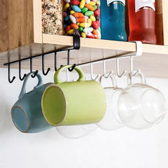 Kitchen 6 Hook Organizer Wall Mounted Multifunctional