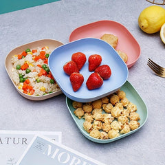 4pcs Wheat Straw Snack Plate Bone Dish For Home Use