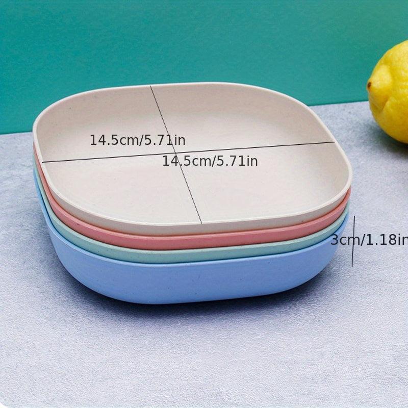 4pcs Wheat Straw Snack Plate Bone Dish For Home Use