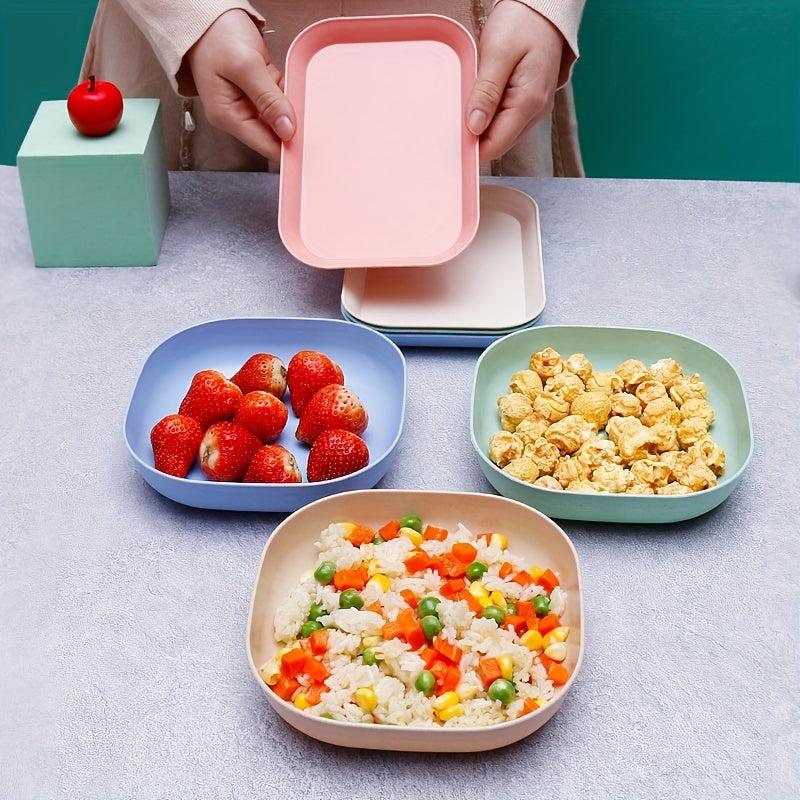 4pcs Wheat Straw Snack Plate Bone Dish For Home Use