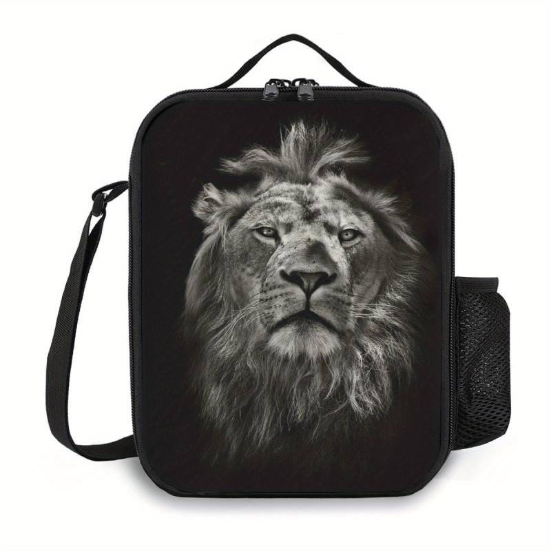 Dinosaur Cat Lion Pattern Insulated Lunch Bag with Zippers