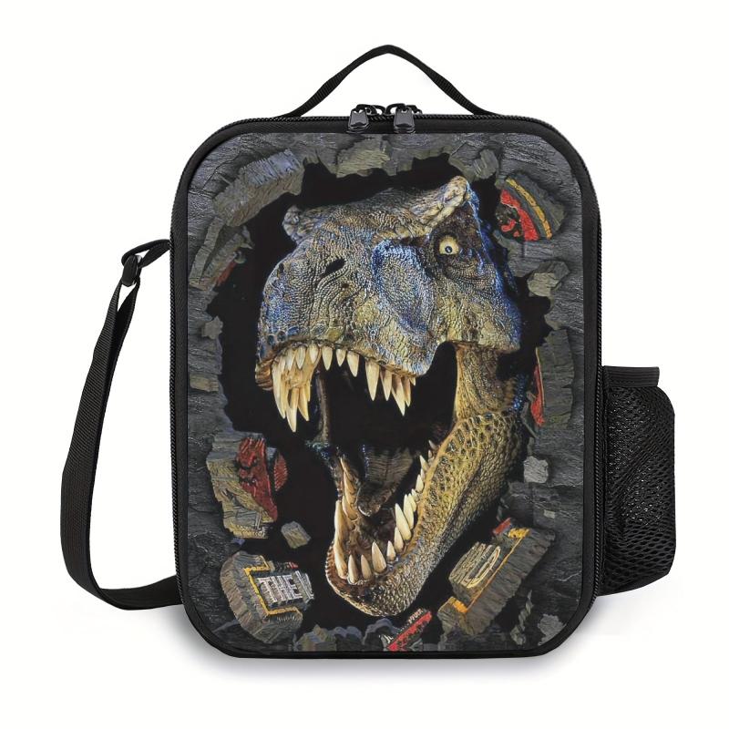 Dinosaur Cat Lion Pattern Insulated Lunch Bag with Zippers