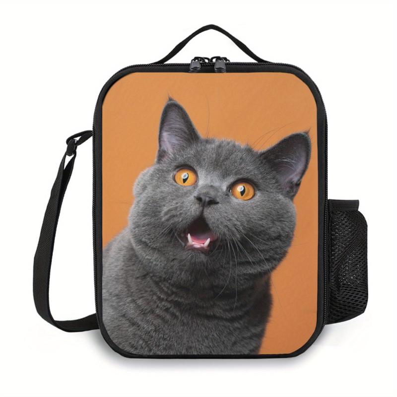 Dinosaur Cat Lion Pattern Insulated Lunch Bag with Zippers