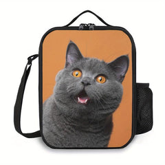 Dinosaur Cat Lion Pattern Insulated Lunch Bag with Zippers