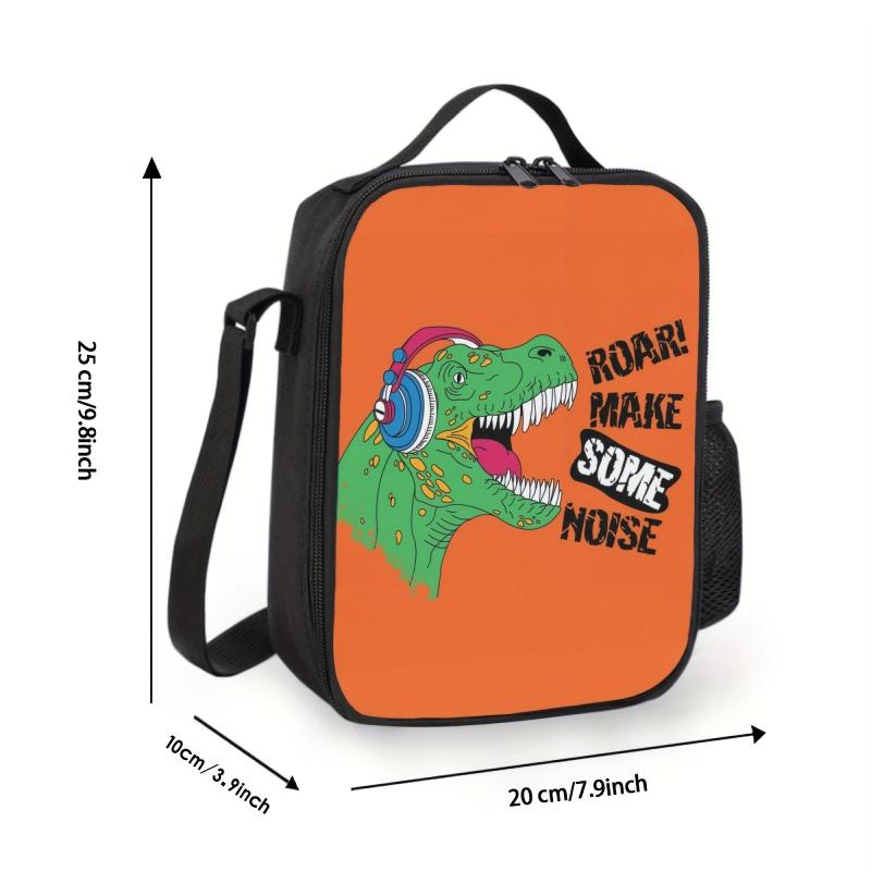 Dinosaur Cat Lion Pattern Insulated Lunch Bag with Zippers