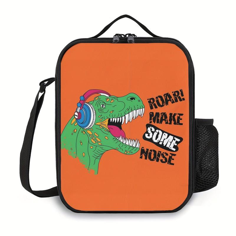 Dinosaur Cat Lion Pattern Insulated Lunch Bag with Zippers