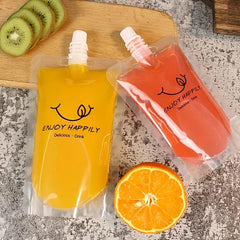 20 Clear PET Plastic Water Bags Disposable Juice Bags with Letter Graphic