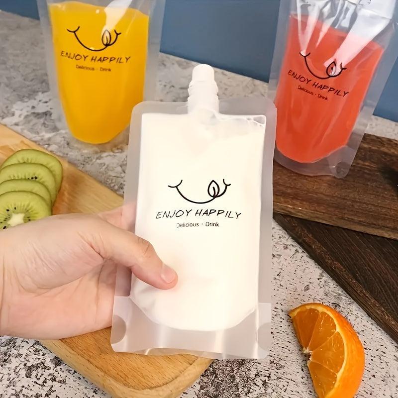 20 Clear PET Plastic Water Bags Disposable Juice Bags with Letter Graphic