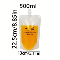 20 Clear PET Plastic Water Bags Disposable Juice Bags with Letter Graphic