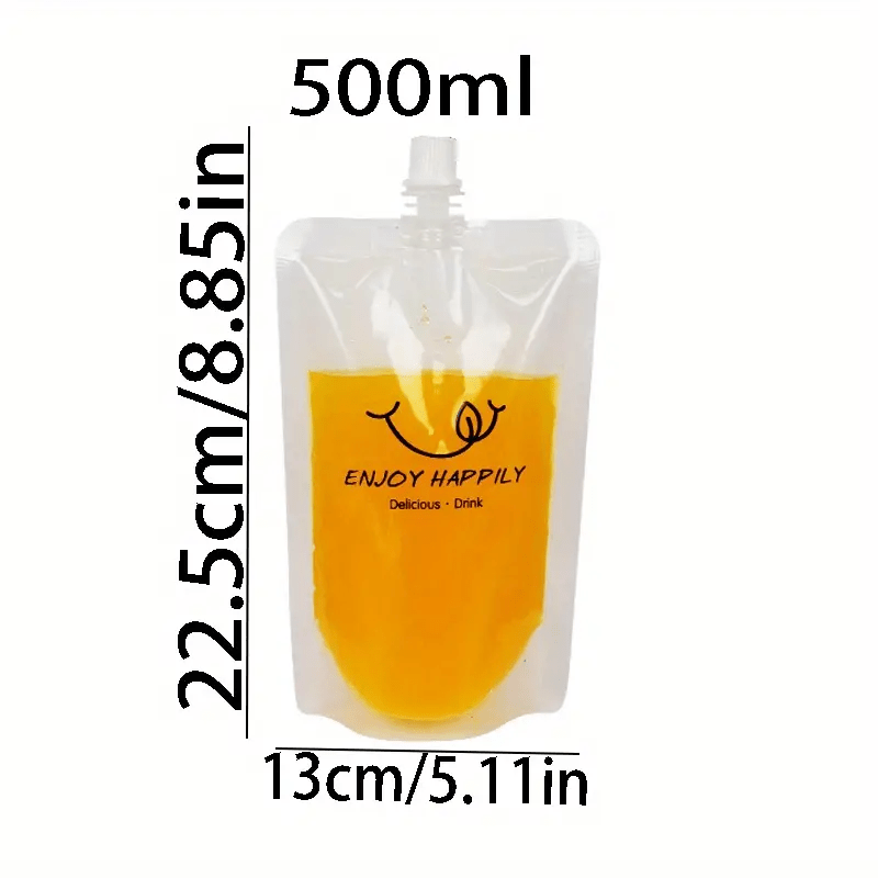20 Clear PET Plastic Water Bags Disposable Juice Bags with Letter Graphic