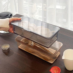 Tea Set Storage Box Large Capacity Dustproof Cutlery Holder
