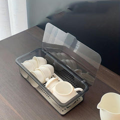 Tea Set Storage Box Large Capacity Dustproof Cutlery Holder