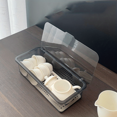 Tea Set Storage Box Large Capacity Dustproof Cutlery Holder