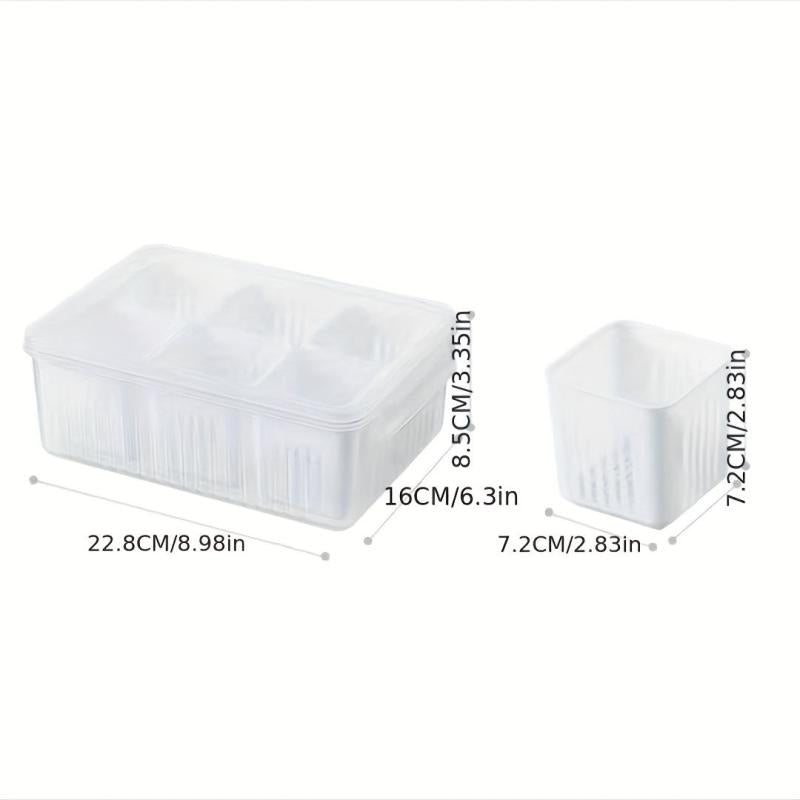 2 Layer Grated Scallion Storage Box with Lid and Drainage - Fresh Keeping Box